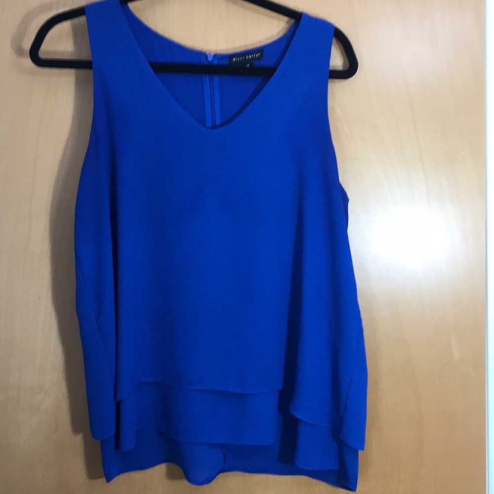 Ladies hi lo tank 100% polyester beautiful blue
